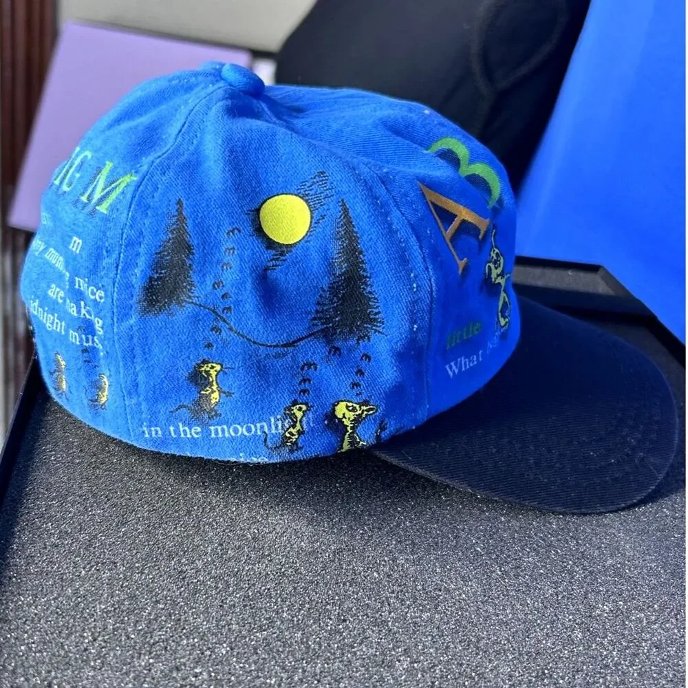 Vtg Dr Seuss Unisex Kids Blue Snapback Baseball Cap ABC Graphic Cartoon Retro‎